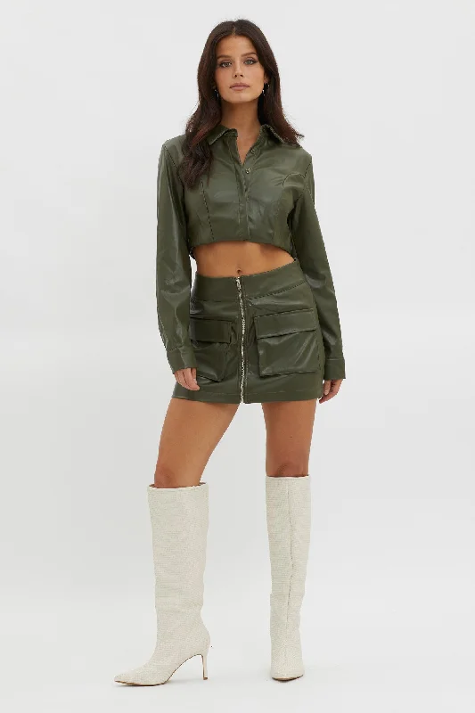 Fallen Angel Pocket Mini Skirt Olive