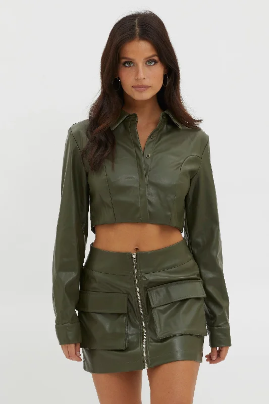 Fallen Angel Pocket Mini Skirt Olive