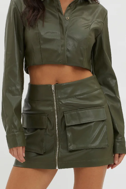 Fallen Angel Pocket Mini Skirt Olive