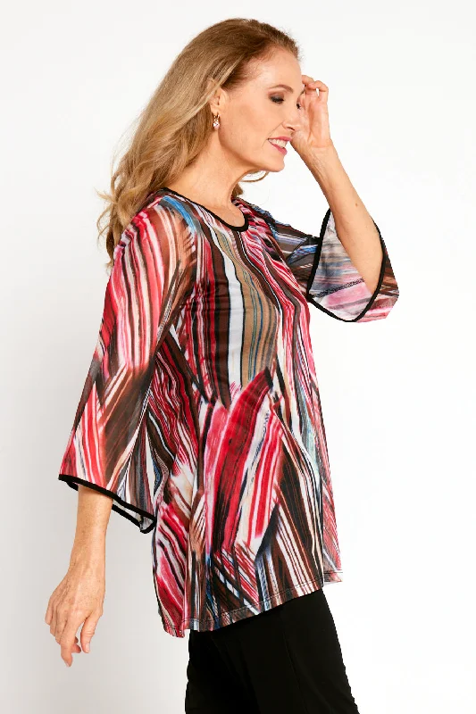 Gloria Mesh Tunic - Red/Black