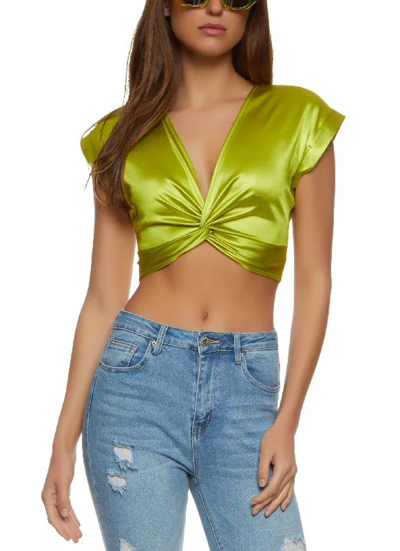 Satin Twist Crop Top