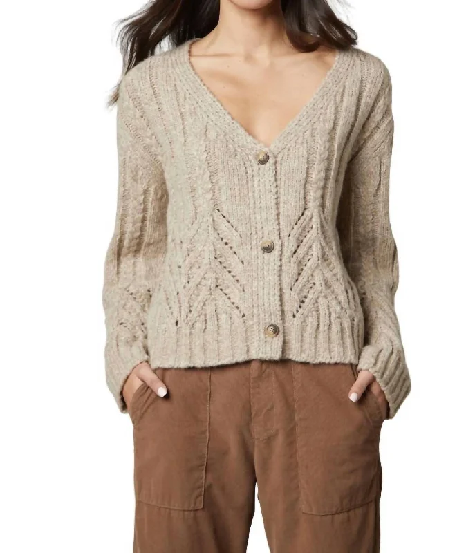 Hazel Cable Cardigan In Oatmeal