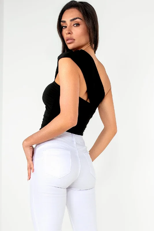 Hudson Black One Shoulder Bodysuit