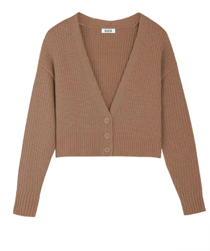 Jenny Cropped Button Front Cardigan In Cinnamon