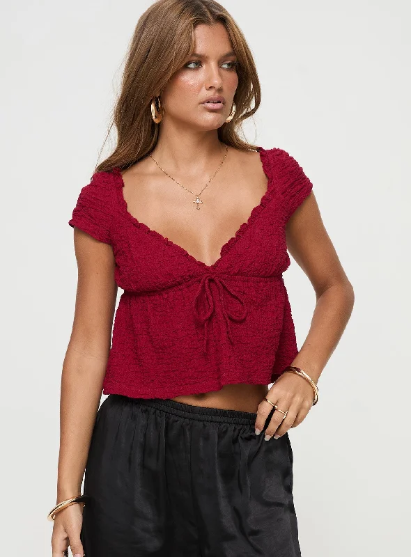 Kellan Cap Sleeve Top Red