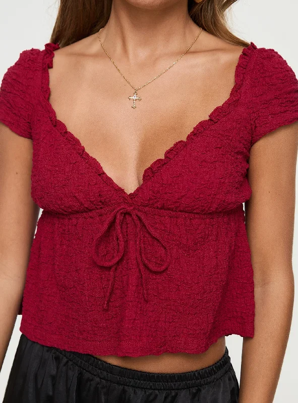 Kellan Cap Sleeve Top Red