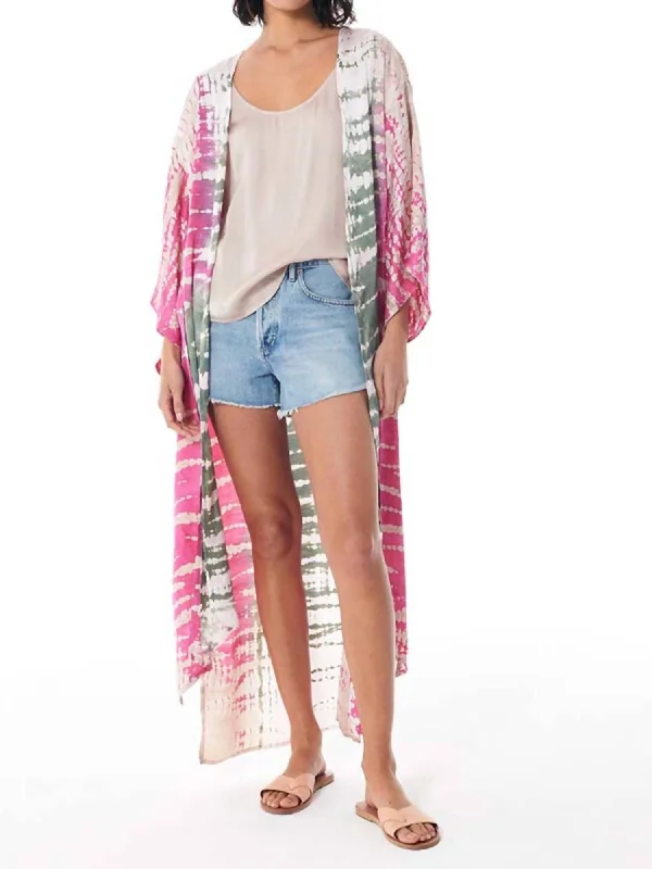 Koa Kimono Cardigan In Pink Flash