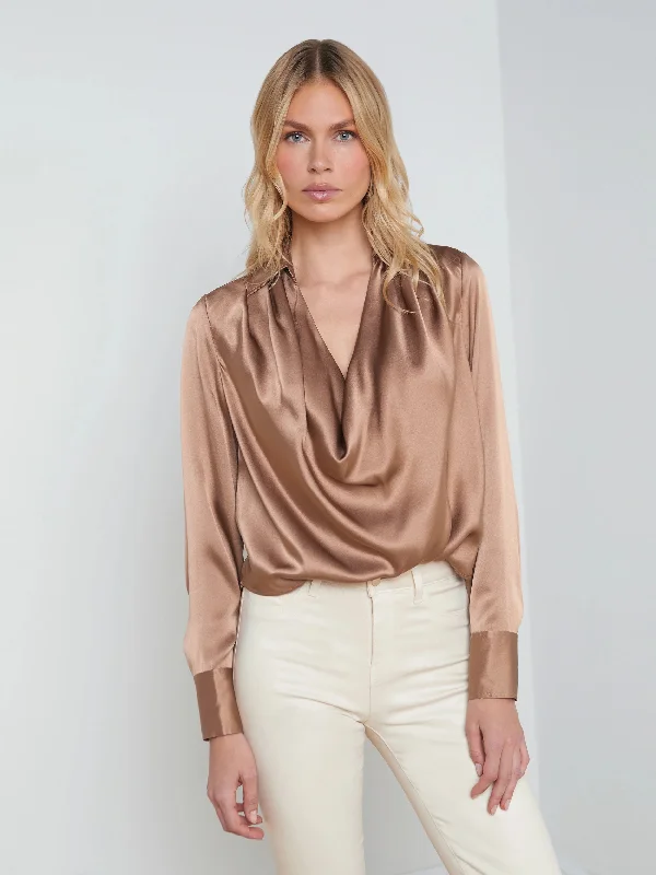 Lotus Cowl Neck Blouse Mocha