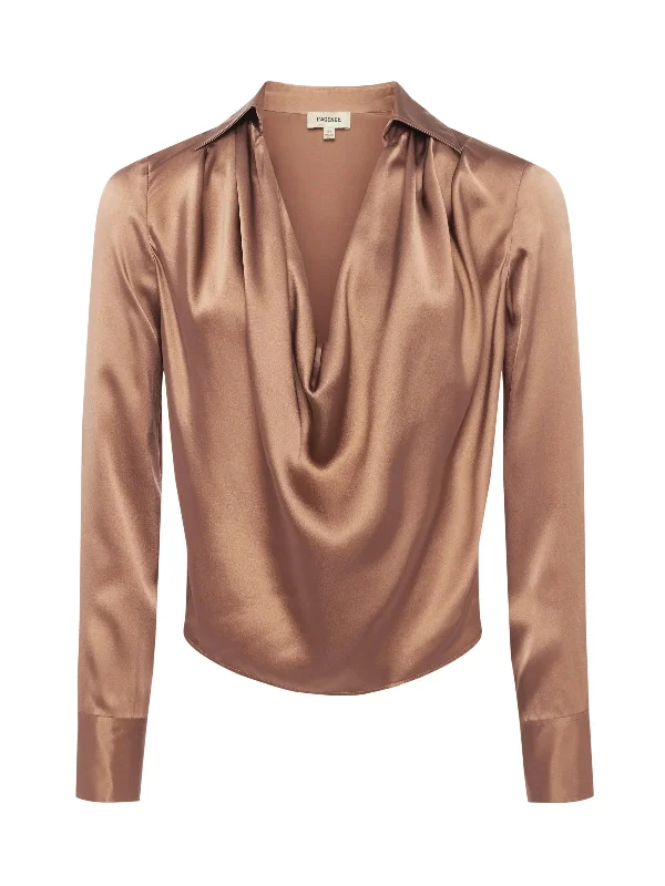 Lotus Cowl Neck Blouse Mocha