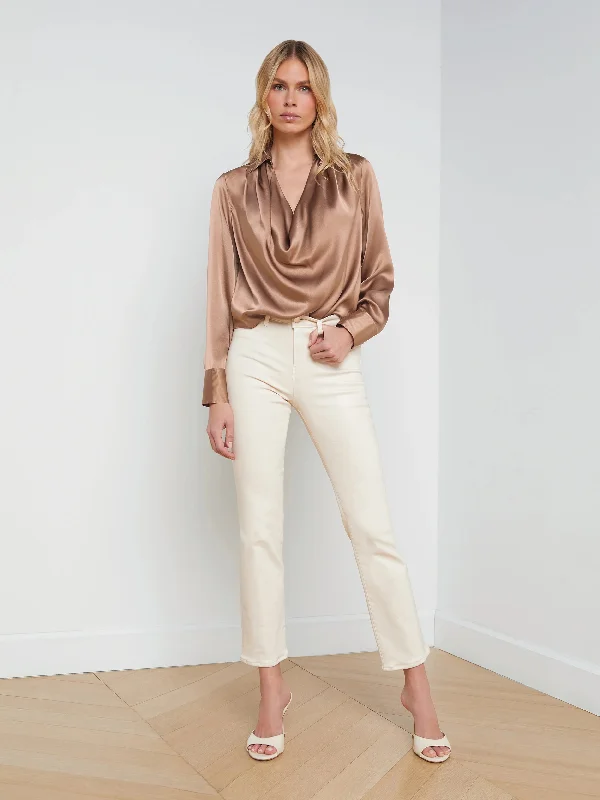 Lotus Cowl Neck Blouse Mocha