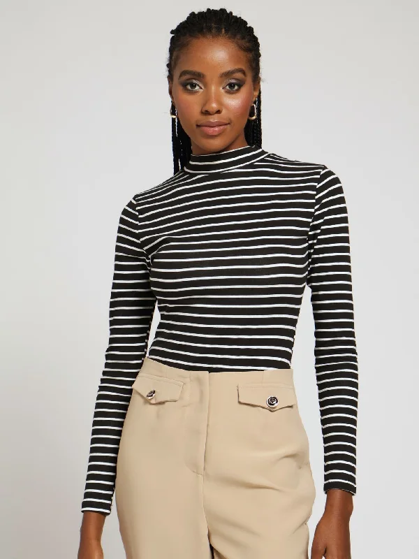 Long Sleeve Stripe Bodysuit - Two-Tone