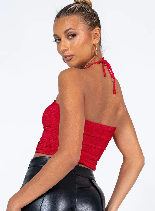 Loriella Ring Detail Crop Top Red