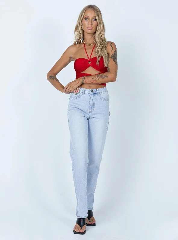 Loriella Ring Detail Crop Top Red