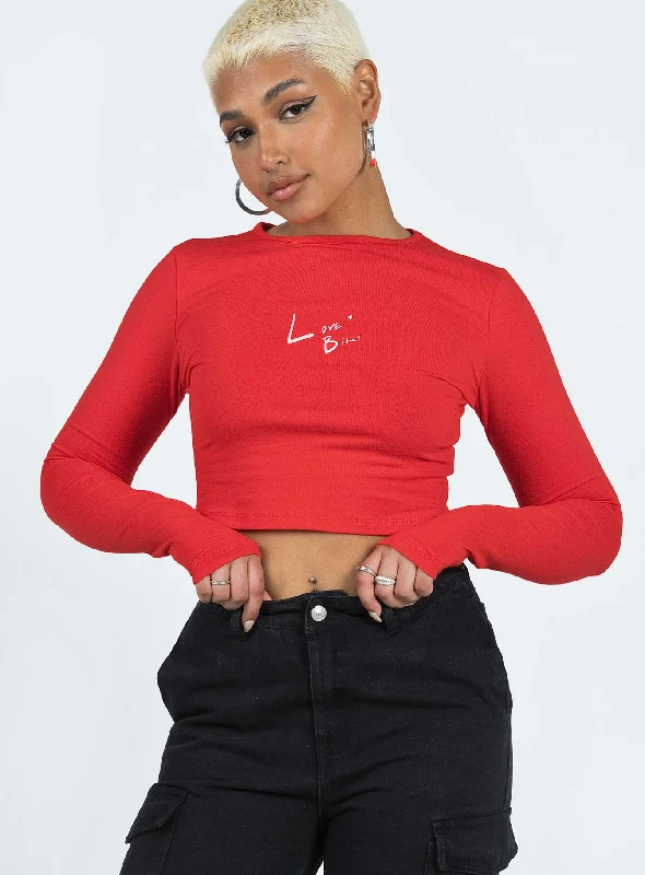 Love Bites Long Sleeve Top Red