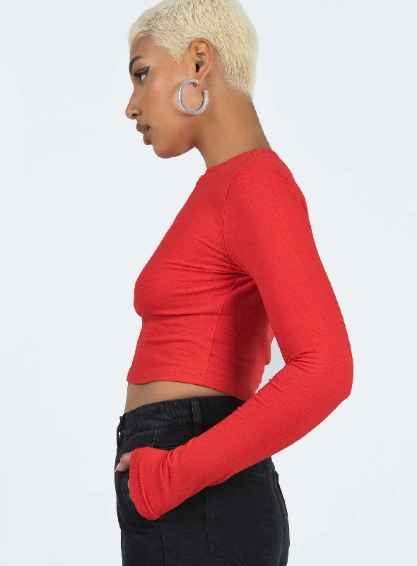 Love Bites Long Sleeve Top Red