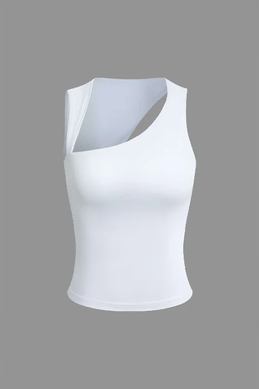 Basic Asymmetrical Cut Out Tank Top