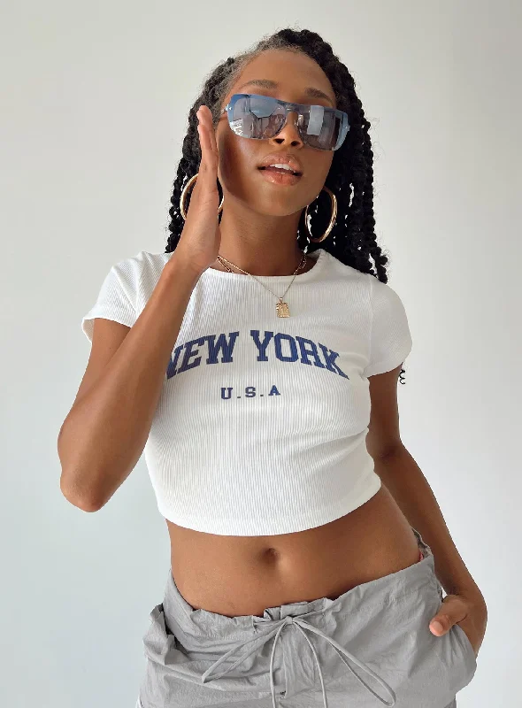 New York Baby Tee White