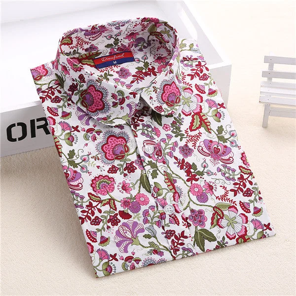 Newest Plus Size Shirt Women Animal Cotton Blouse Fashion Long Sleeve Ladies Tops Floral Print Women Blouses Casual Female Shirt