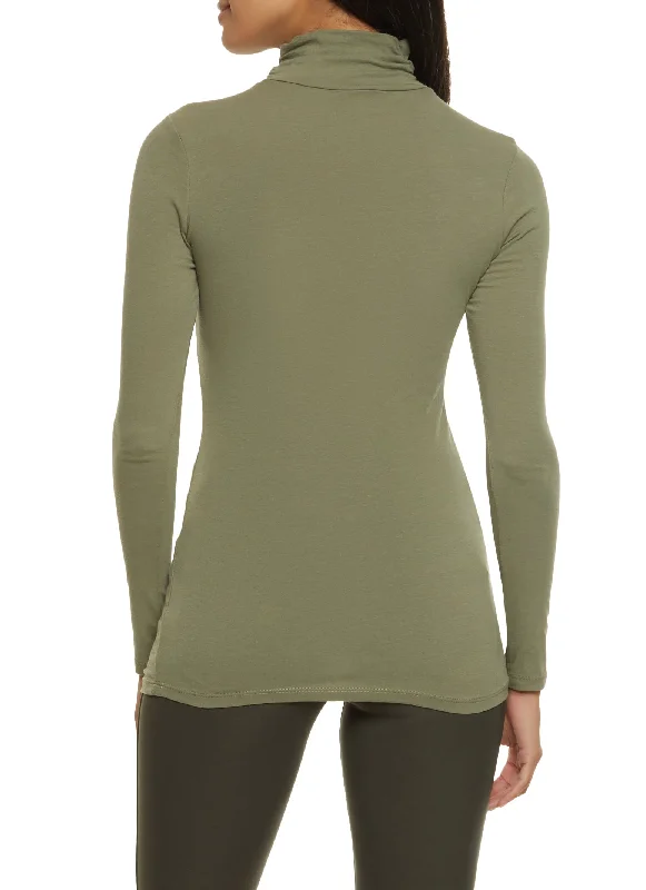 Ruched Long Sleeve Turtleneck Top