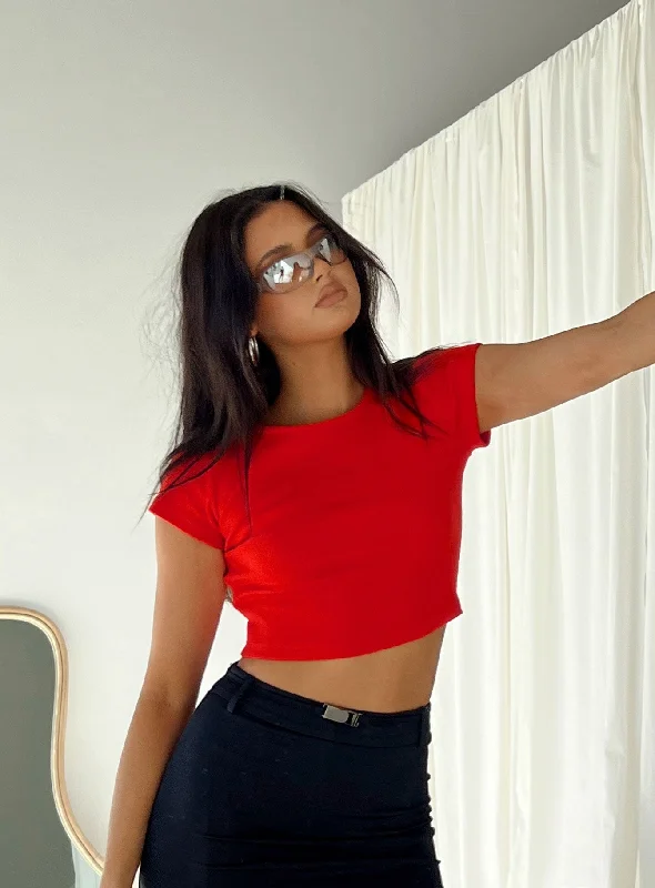 Classic Crop Tee Red