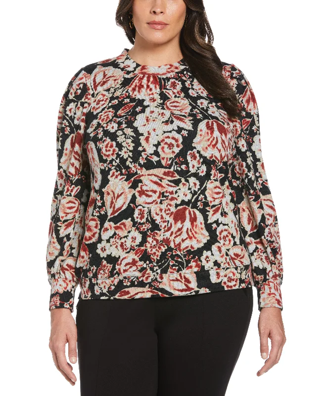 Plus Size Pleat Sleeve Knit Shirt