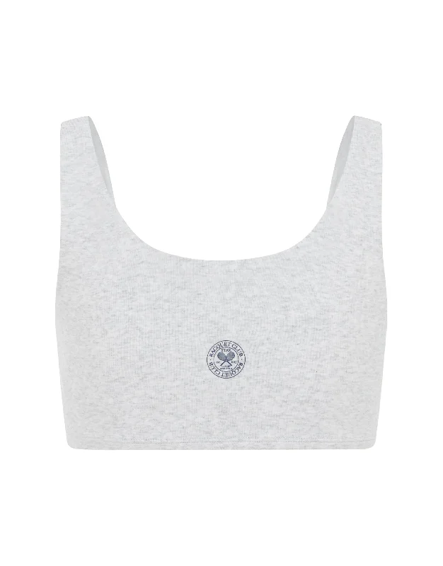 Racquet Club Scoop Crop - Grey Marle