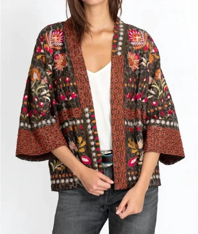 Rosalva Cropped Kimono In Multi