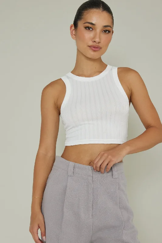 Seeker Ribbed Crop Top White