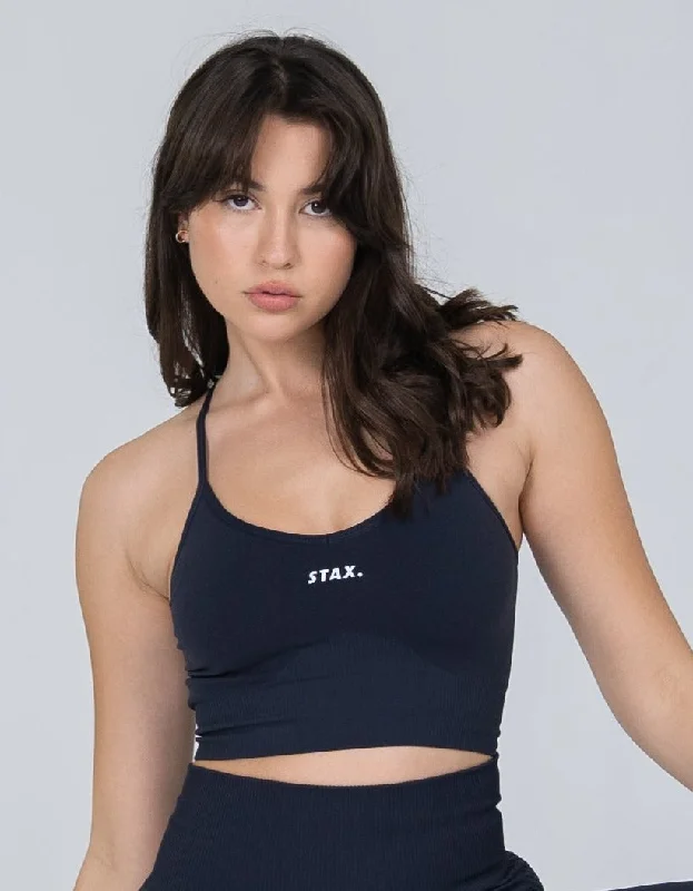 Premium Seamless V6 Strappy Crop - Vesper (Navy)