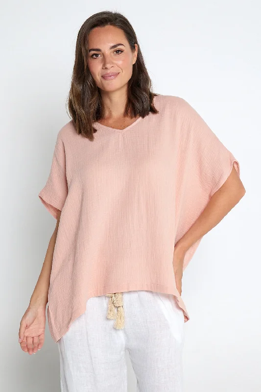 Tahiti Muslin Top - Peach