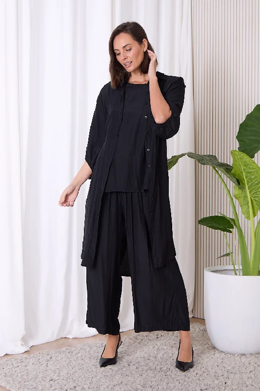 Tamara Extra Long Comfort Shirt - Black