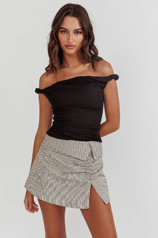 Teri Rolled Off-Shoulder Top Black