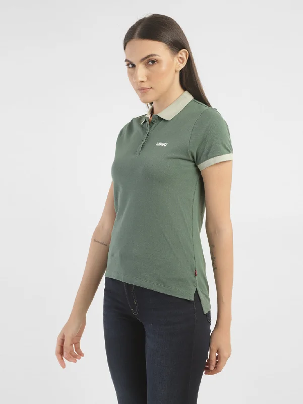 Women's Solid Polo T shirt