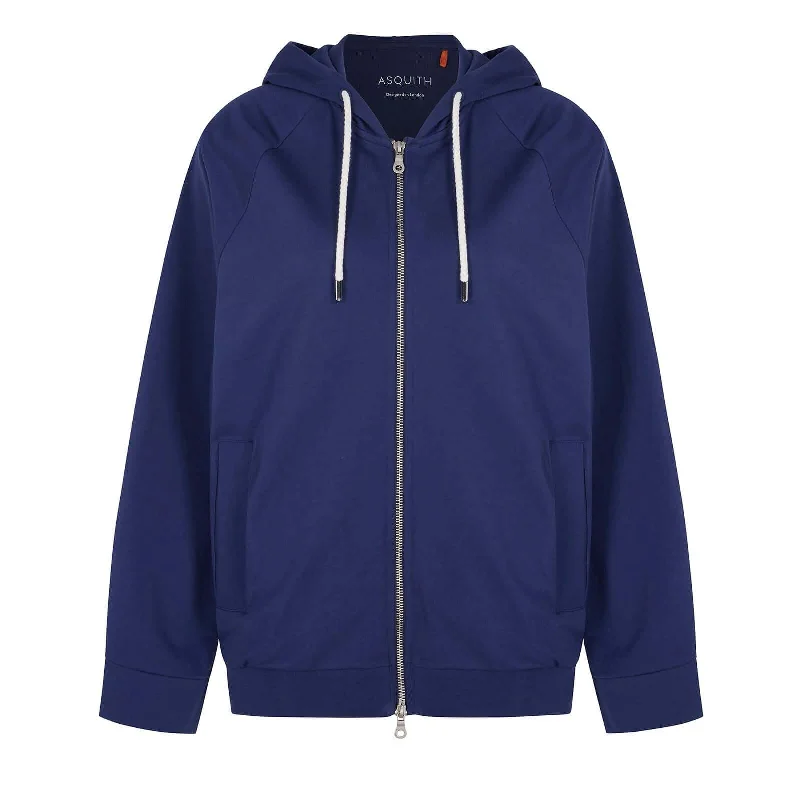 Asquith Essence Full Zip Blue Drawstring Pockets Hoodie