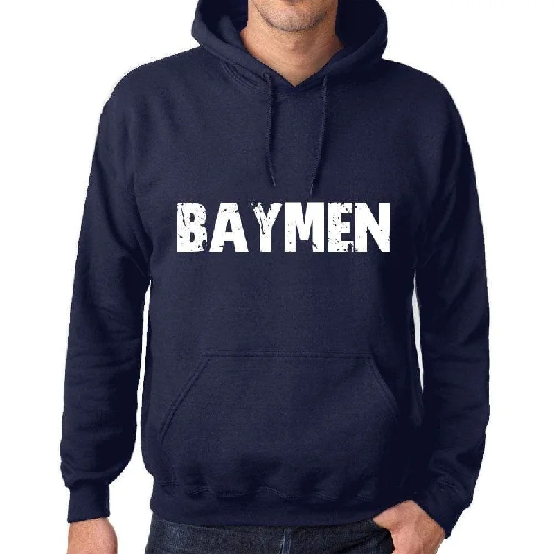 Unisex Printed Graphic Cotton Hoodie Popular Words BAYMEN French Navy