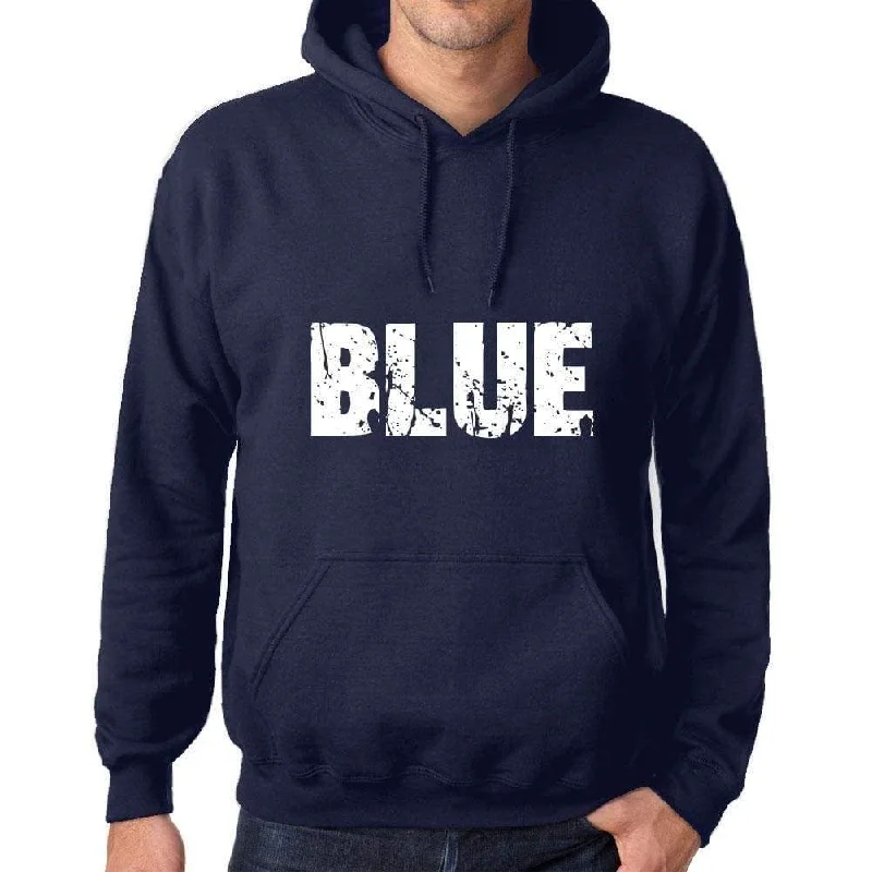 Unisex Printed Graphic Cotton Hoodie Popular Words BLUE French Navy