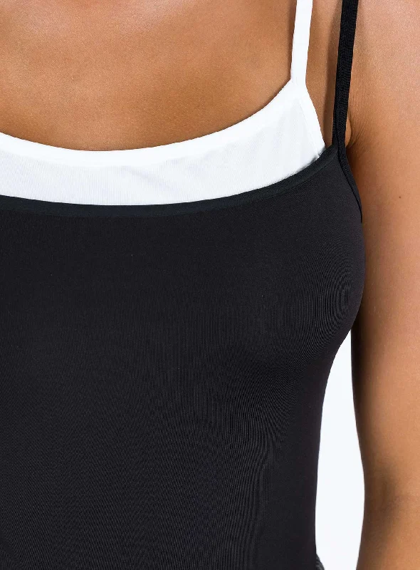 Boden Double Layered Bodysuit Black