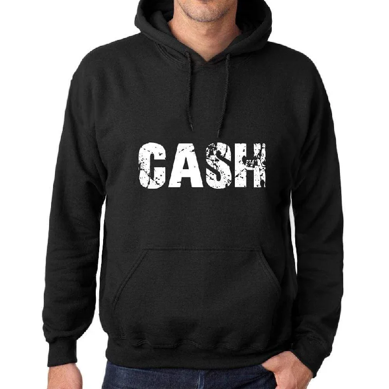 Men's Women's Unisex Printed Graphic Cotton Hoodie Soft Heavyweight Hooded Sweatshirt Pullover Popular Words CASH Deep Black