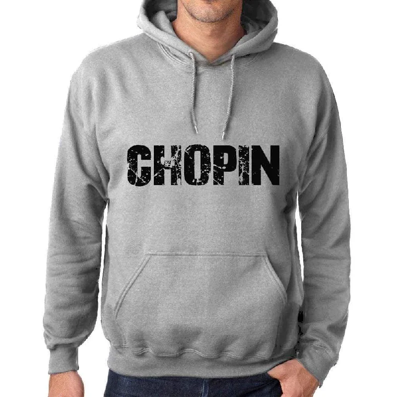 Unisex Printed Graphic Cotton Hoodie Popular Words CHOPIN Grey Marl