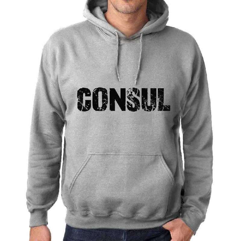 Unisex Printed Graphic Cotton Hoodie Popular Words CONSUL Grey Marl