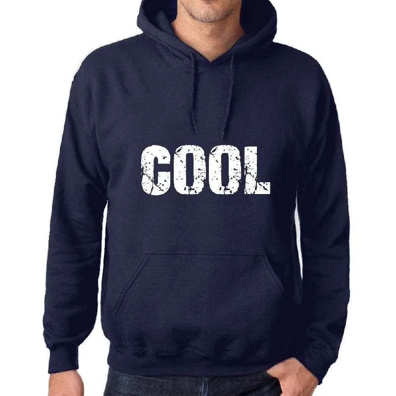 Unisex Printed Graphic Cotton Hoodie Popular Words COOL French Navy