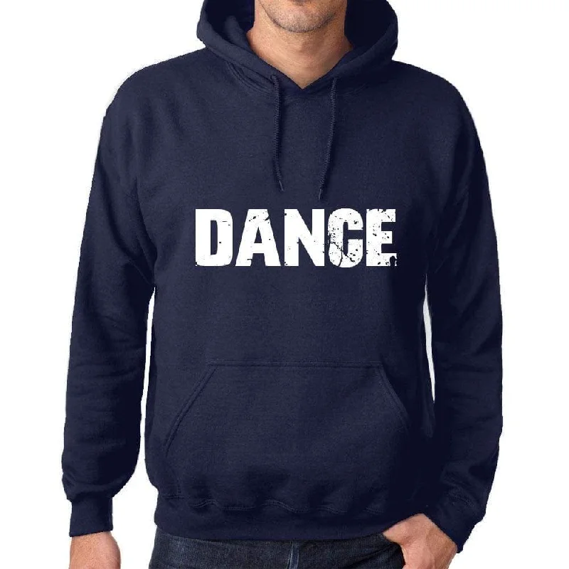 Unisex Printed Graphic Cotton Hoodie Popular Words DANCE French Navy