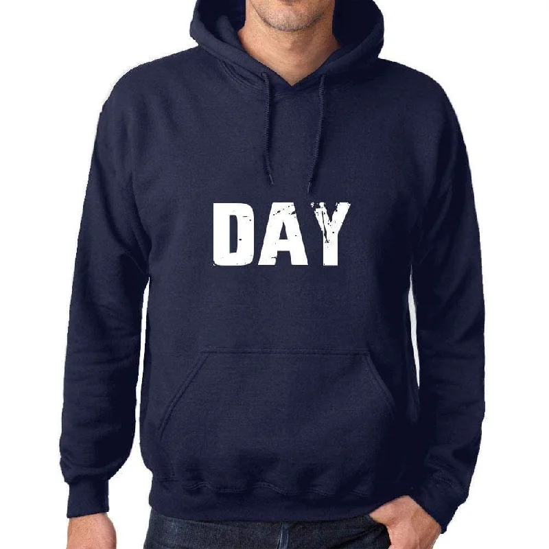 Unisex Printed Graphic Cotton Hoodie Popular Words DAY French Navy