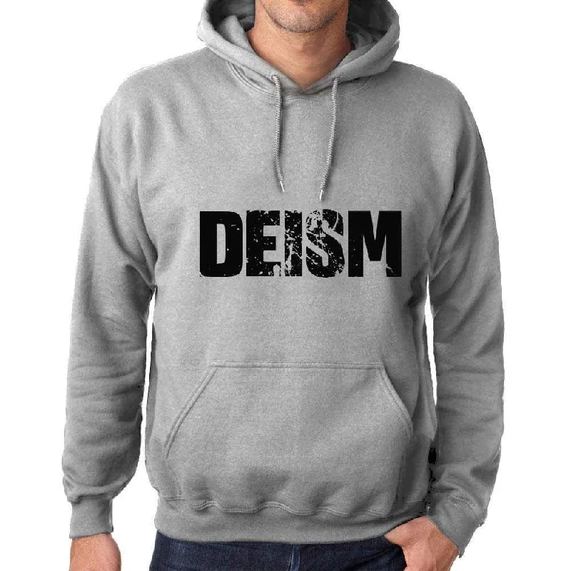 Unisex Printed Graphic Cotton Hoodie Popular Words DEISM Grey Marl