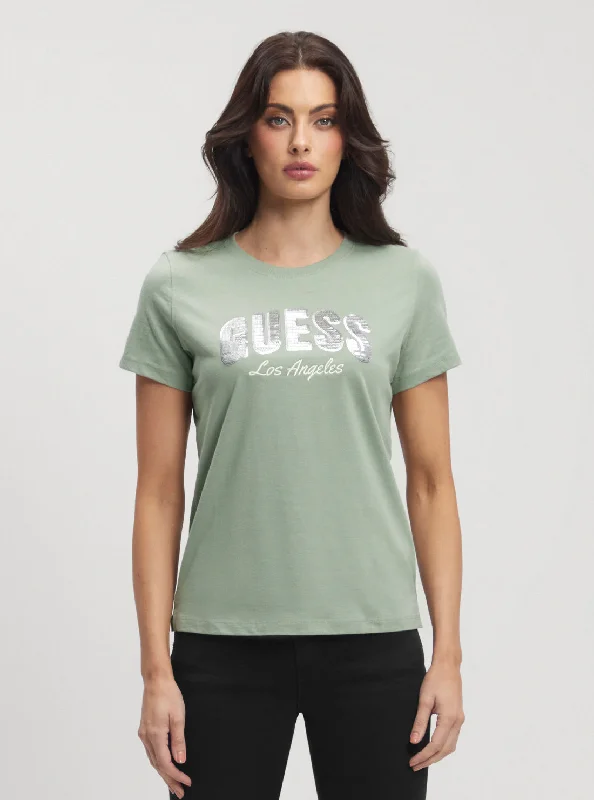 Eco Green Sequins Logo T-Shirt