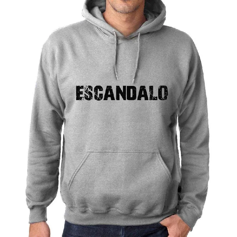 Unisex Printed Graphic Cotton Hoodie Popular Words ESCANDALO Grey Marl