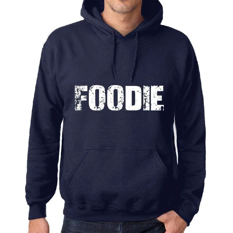 Unisex Printed Graphic Cotton Hoodie Popular Words FOODIE French Navy