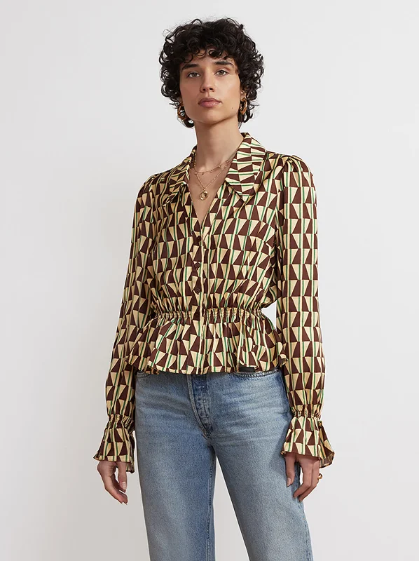 Gloria Chocolate Tile Print Top