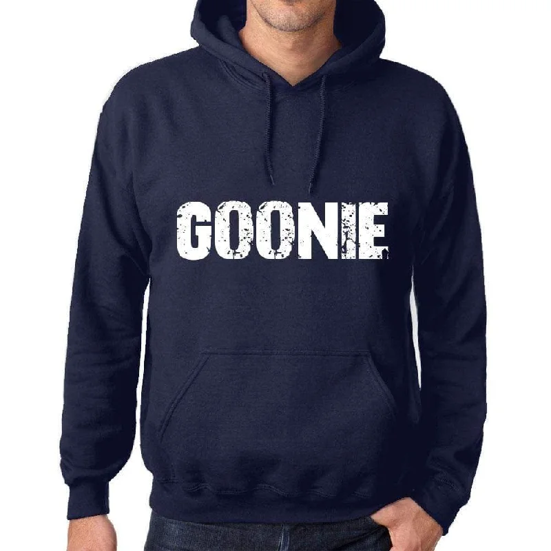 Unisex Printed Graphic Cotton Hoodie Popular Words GOONIE French Navy