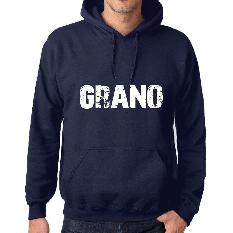 Unisex Printed Graphic Cotton Hoodie Popular Words GRANO French Navy